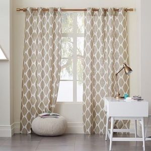 WEST ELM Ikat Ogee Curtain Panels, gray